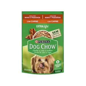 Ração Úmida Purina Dog Chow Sachê Carne para Cães Adultos Raças Minis e Pequenas 100g