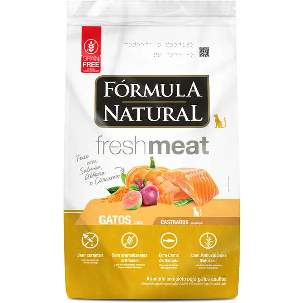 Ração Fórmula Natural FreshMeat para Gatos Adultos Castrados Sabor Salmão 1kg