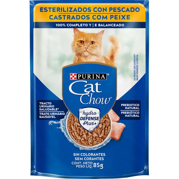Ração Úmida Cat Chow para Gatos Castrados Sabor Peixe
