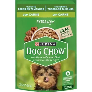 Ração Úmida Purina Dog Chow Extra Life Sachê Carne para Cães Filhotes 100g